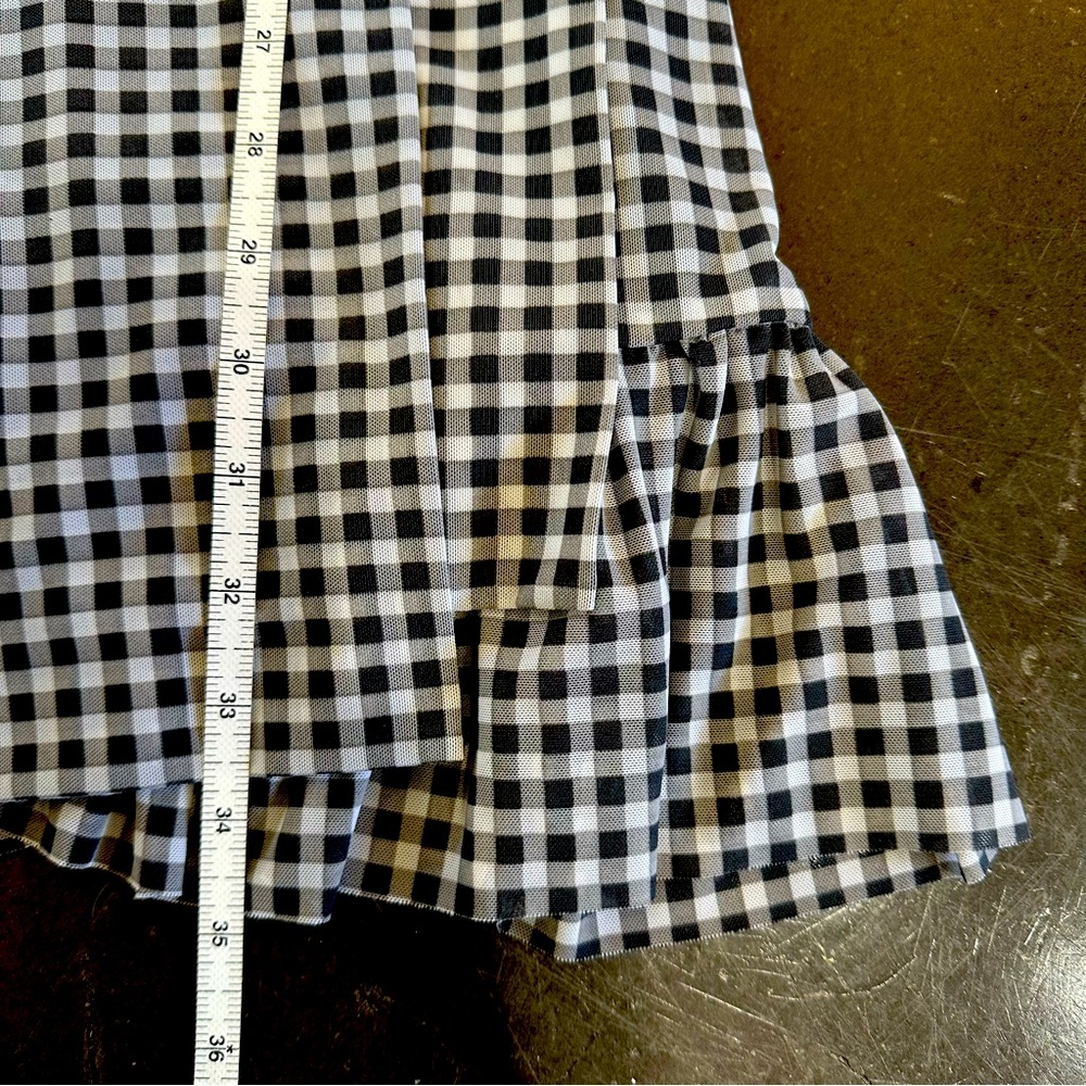 Ganni Mini Ruffle Short Sleeve Dress - Ruffle - Gingham Plaid - Mesh - Picture 9 of 15